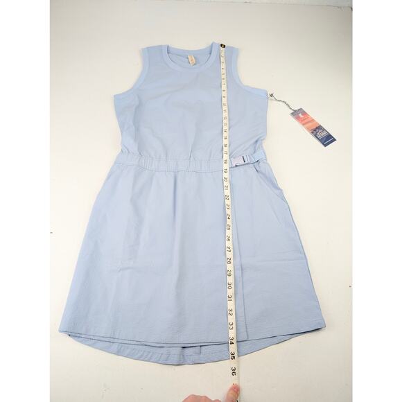 Kyodan Women's Small Skyway Belted Seersucker Dress - Light Blue - Picture 8 of 10